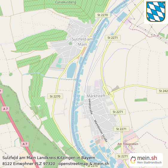 Sulzfeld am Main Landkreis Kitzingen Lageplan © Openstreetmap Contributors Sulzfeld am Main Lageplan